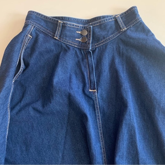 Vintage Denim A-Line Skirt with Button Detail - Picture 3 of 5